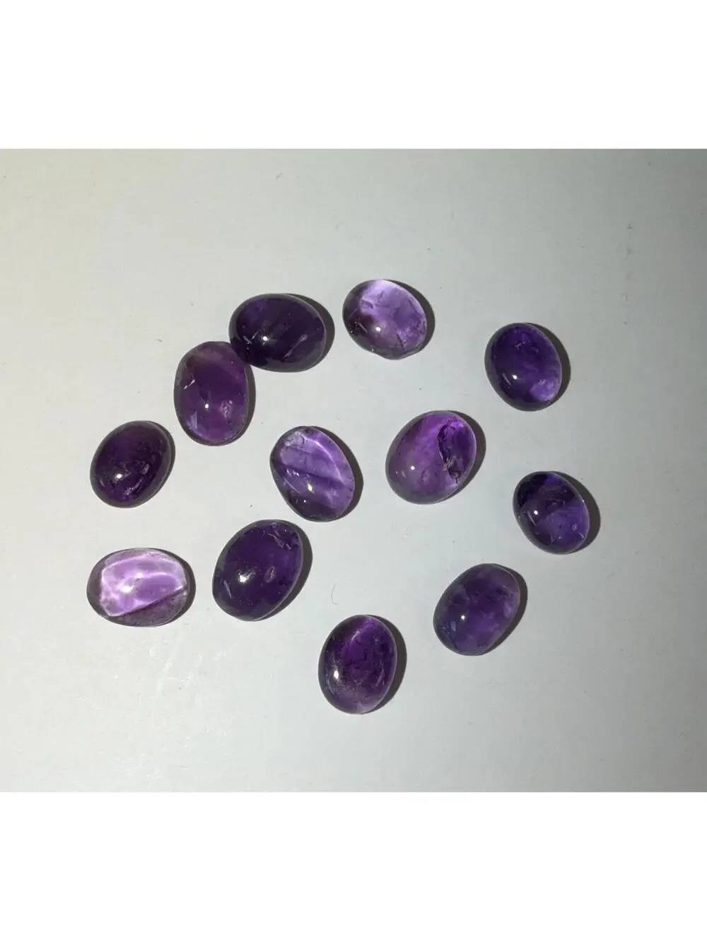 GEMS Set of 12 Polished Natural Amethyst Cabochon Shape Gemstones